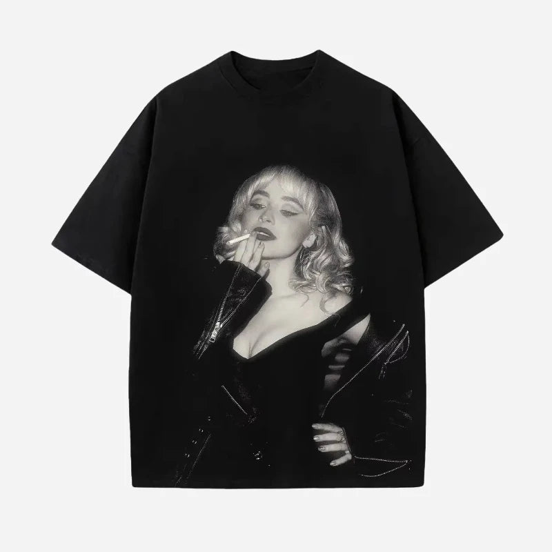 Selena Gomez T-shirt Graphic Printing Gothic O-neck Tee-shirt Short Sleeve Hip Hop Cotton Tshirt Ropa Mujer Vintage Punk Clothes