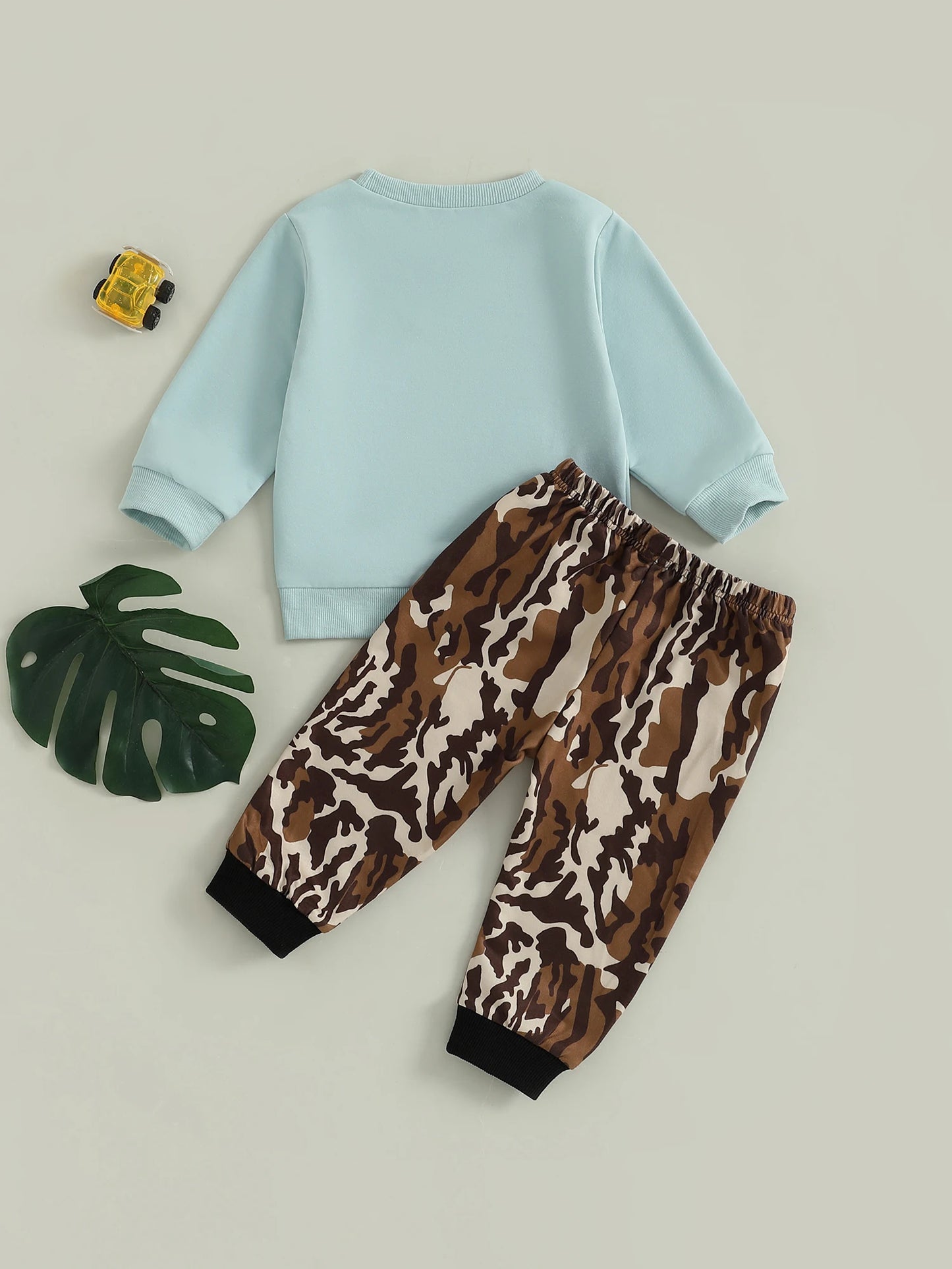 Baby Boy Autumn Clothes Construction Truck Applique Crew Neck Sweater Camo Jogger Pants 2 Piece Outfit Set