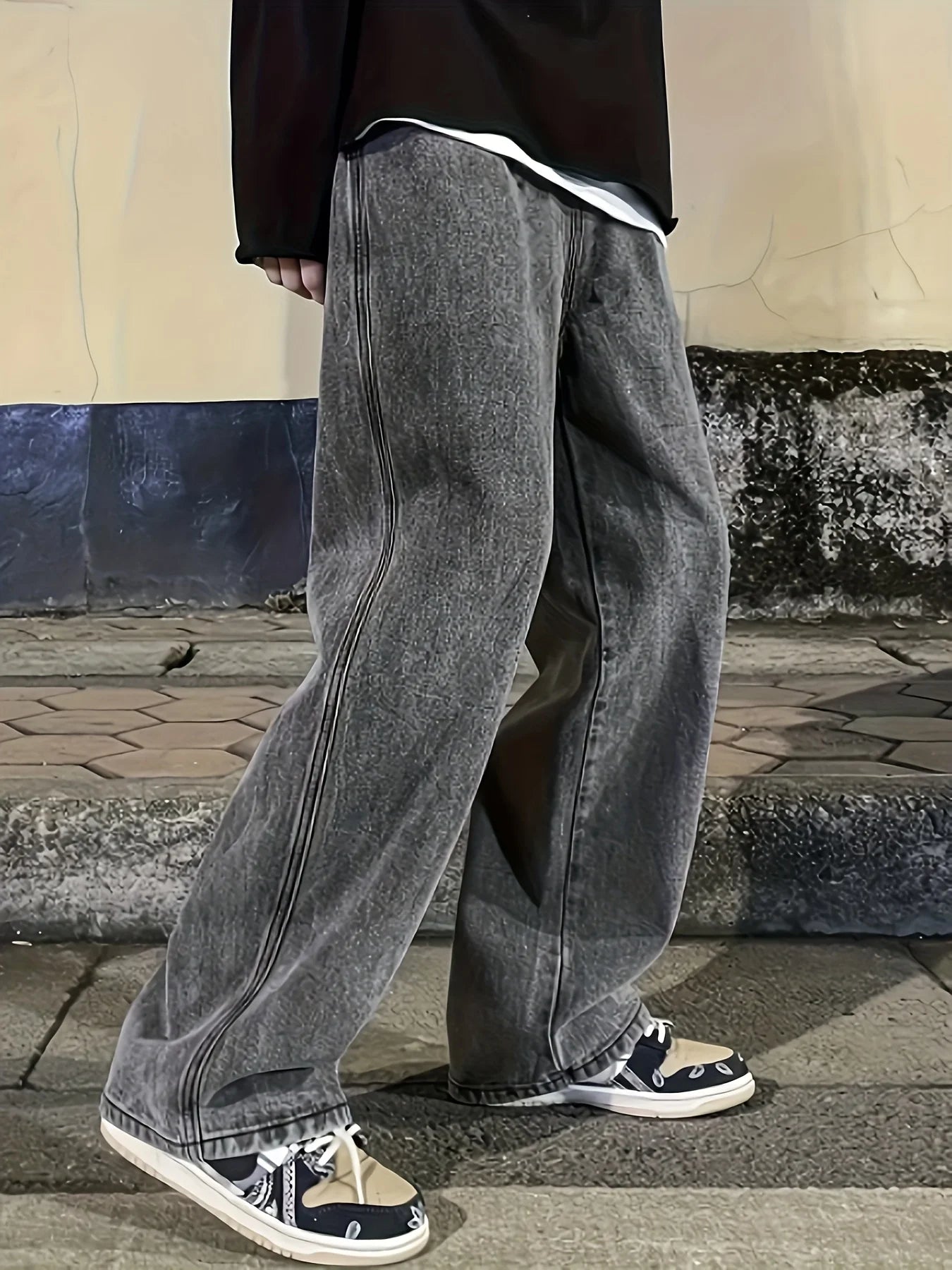 Loose gray men's jeans – perfect for autumn-winter transitions, with a natural warmth, comfortable and non-constricting.