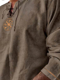 Men's Renaissance Viking Logo Vintage Ethnic Phoenix Long Sleeve Shirt Casual Long Sleeve Henley Beach Shirt