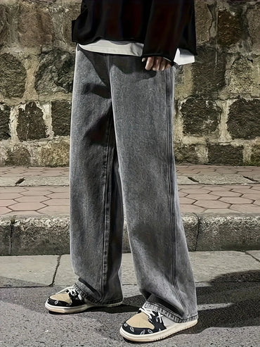 Loose gray men's jeans – perfect for autumn-winter transitions, with a natural warmth, comfortable and non-constricting.