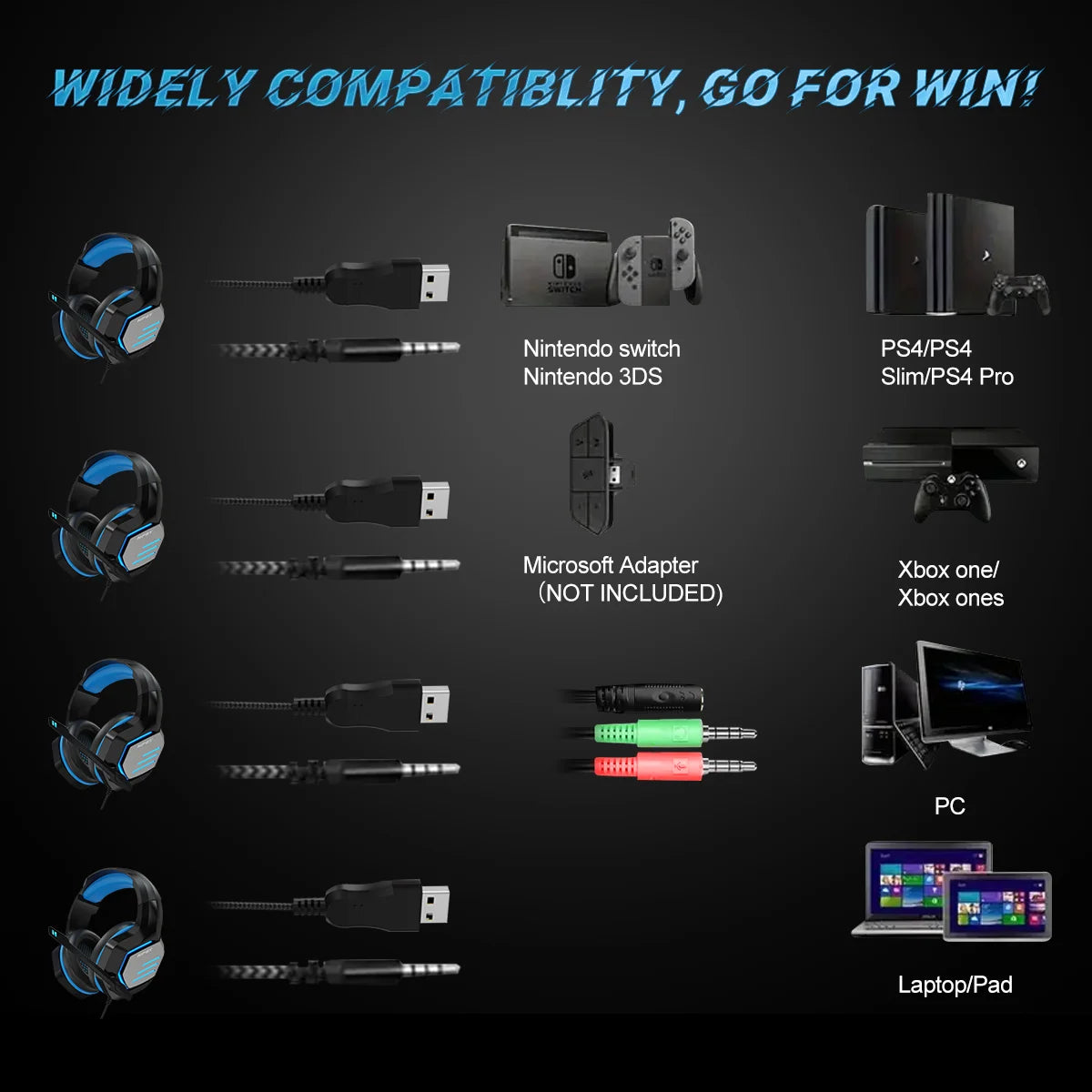 NPET HS10 3.5mm Wired Gaming Headphones With Microphone 120° Adjustable PC Bass Stereo Gamer Headset For PS4 PS5 Xbox Smartphone