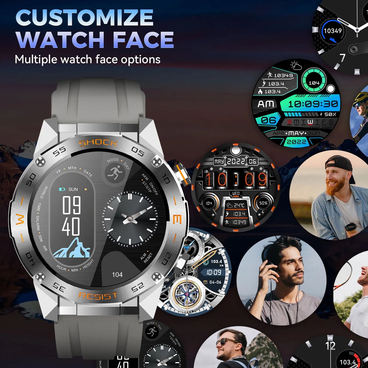 LaNikar New Military Smart Watch for Men1.46"Fitness Tactical Smartwatch with Multiple Sports Modes Heart RateSpO2 Sleep Tracker