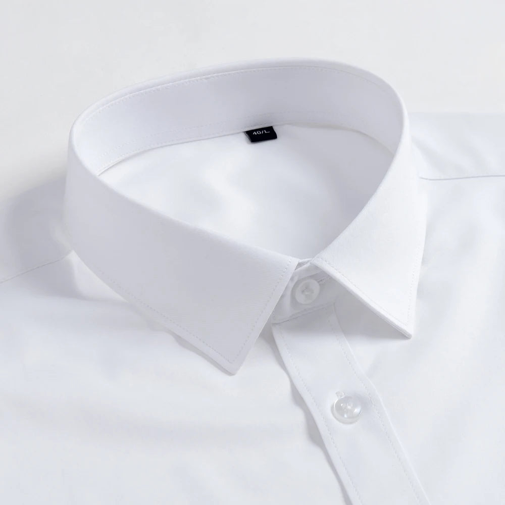 Men's Old Money Style Sleek Stretch Dress Shirt Regular Fit Solid Wrinkle-Free Long Sleeve Casual Business Button-up Shirts