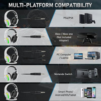 Wired Gaming Headset RGB Backlight Retractable Noise Isolating Microphone Stereo Sound Deep Bass Memory Foam Earmuff Headphone