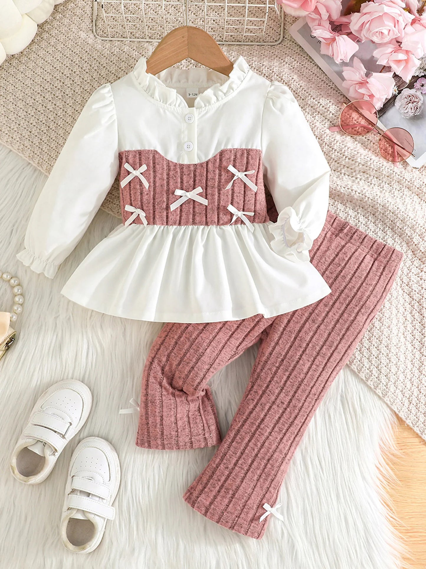 Adorable Infant Girl Winter Clothes Stylish Ruffle Sweater and Leggings 2 Piece Ensemble for Cold Weather