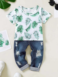 Toddler Baby Boy Clothes 1-5T Boys Summer Outfit T Shirt Short Sleeve  Jeans Pants Set Outdoor casual daily suit