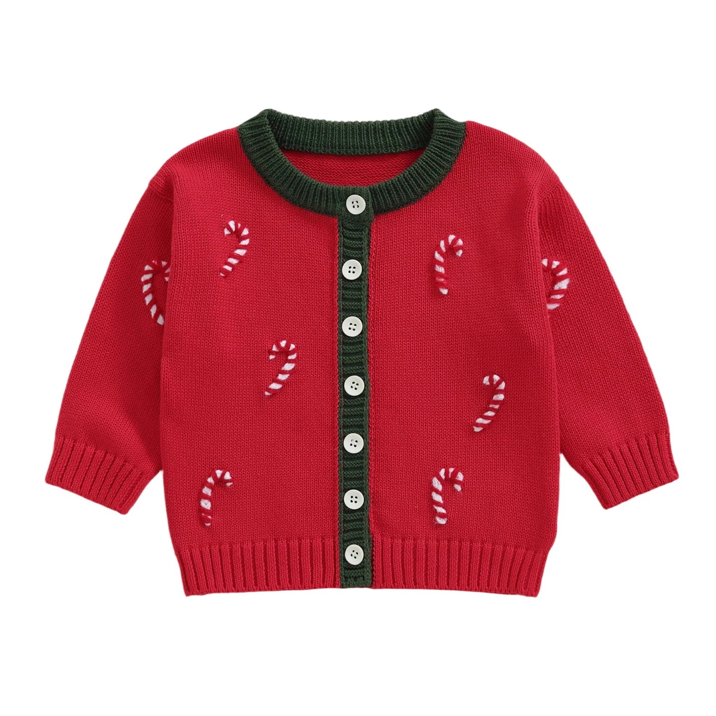 Infant Toddler Christmas Reindeer Knit Cardigan Sweater Long Sleeve Button Down Winter Clothes for Boys Girls with Festive