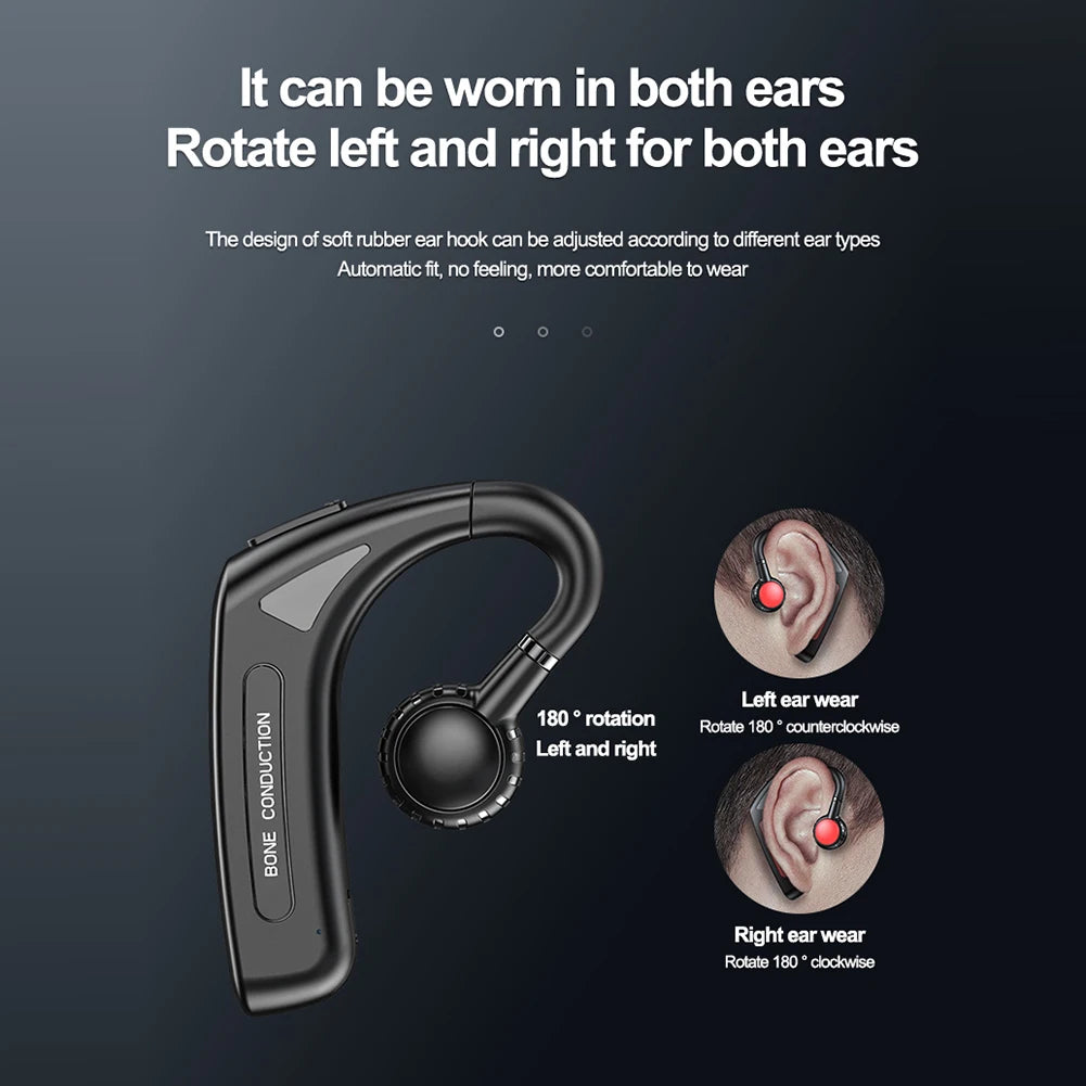 Portable Wireless Headset Noise Reduction Bone Conduction Wireless Headphone with Microphone for Business Sports Cycling Fitness