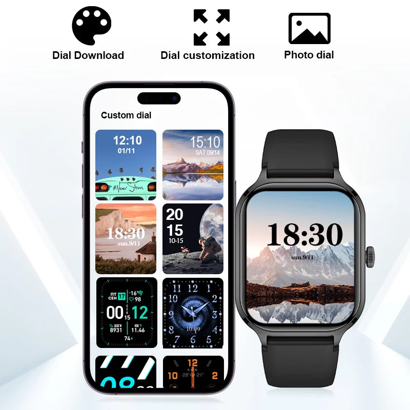Smart watch, wireless calling /dial, multi -Sport mode,Suitable for men and women, sports watches,for iPhone/Andriod