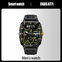 EIGIIS Smart Watch 3ATM Waterproof 1.96" IPS Screen Military KT71 Men 100+ Sport Mode Heart Rate Blood Pressure Bluetooth Call