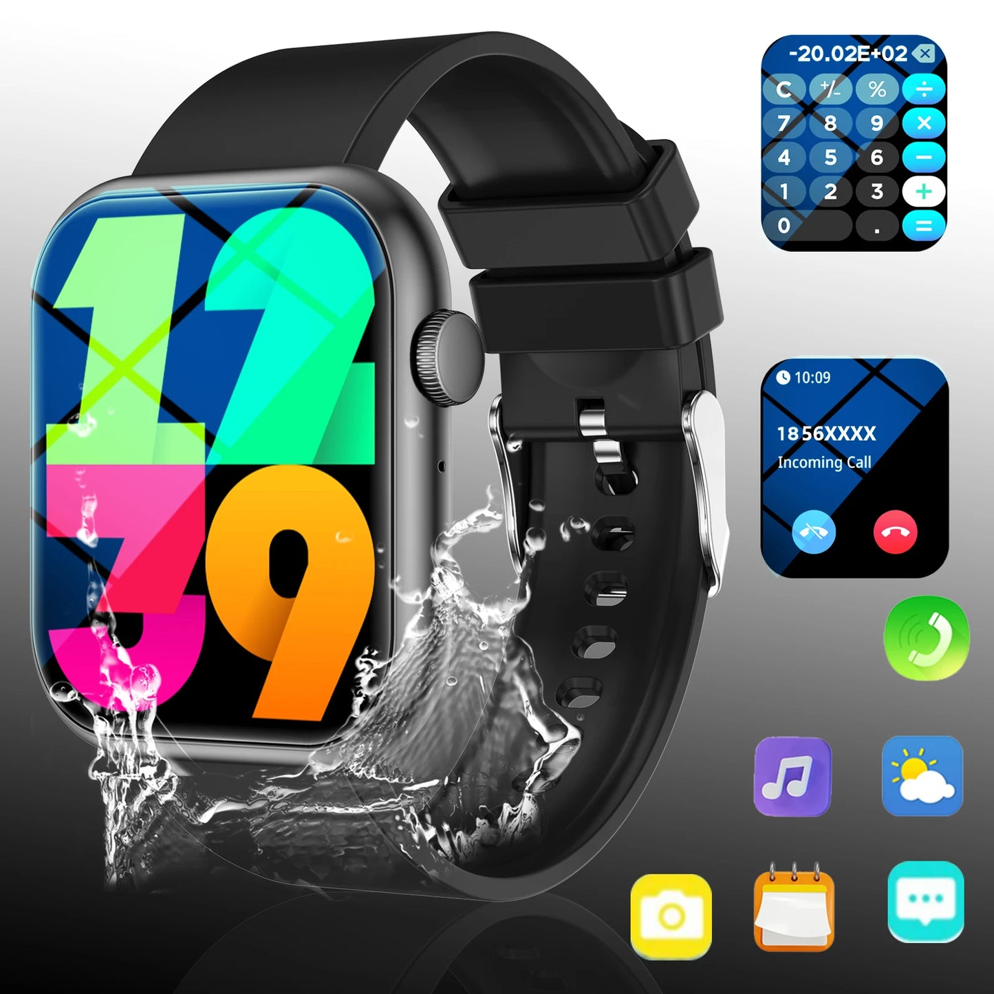 Calling Smart Watch with Women & Men, 1.83Inch/4.65cm HD Screen, IP68 Waterproof, with Wireless Calling, Multiple Sports Modes
