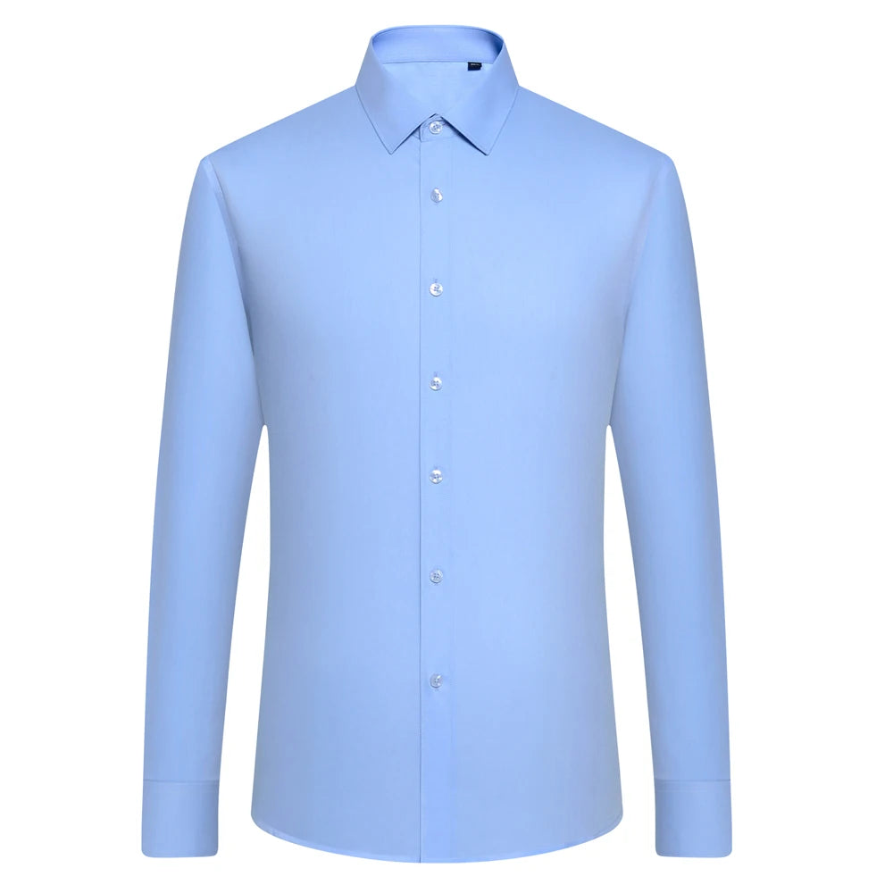 Men's Old Money Style Sleek Stretch Dress Shirt Regular Fit Solid Wrinkle-Free Long Sleeve Casual Business Button-up Shirts