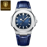 POEDAGAR Luxury Square Watch For Men Date Waterproof Luminous Quartz Business Man Wristwatch Leather Fashion Brand Men's Watches