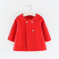 Autumn Winter New Fashion Solid Color Baby Girls' Coat 0-3Y, Korean Style Long Sleeve Warm Children's Outerwear