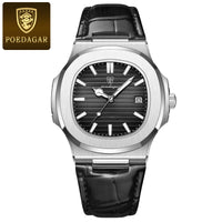 POEDAGAR Luxury Square Watch For Men Date Waterproof Luminous Quartz Business Man Wristwatch Leather Fashion Brand Men's Watches