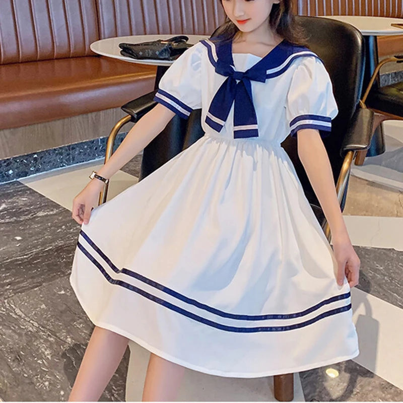 Girls School Dress Summer Dresses for Kids Costume Preppy Style School Teenagers Children Clothes Vestidos Dresses