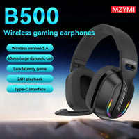 MZYMI Foldable Over Ear Headset B500 RGB Wireless Gaming Earphone Low Latency Outdoor Sport Headphone Built-in Mic For PC