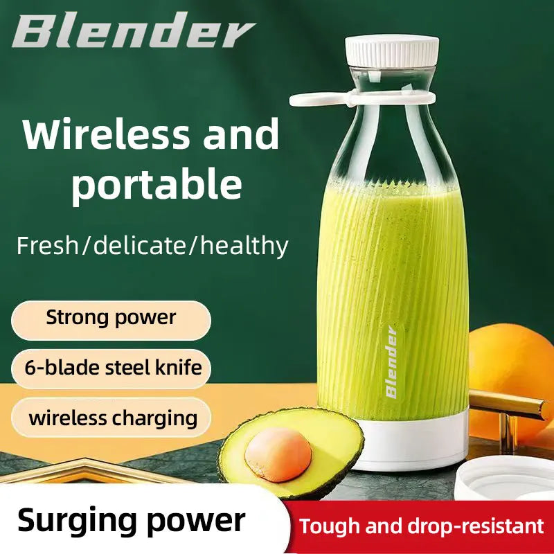 Wireless Mini Electric Juicer Blender, 500ML USB Charging, 6-Blade Portable Fruit Juice Mixer for Smoothies, Shakes, Home, Kitch