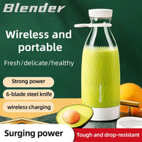 Wireless Mini Electric Juicer Blender, 500ML USB Charging, 6-Blade Portable Fruit Juice Mixer for Smoothies, Shakes, Home, Kitch