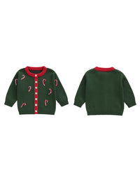 Infant Toddler Christmas Reindeer Knit Cardigan Sweater Long Sleeve Button Down Winter Clothes for Boys Girls with Festive