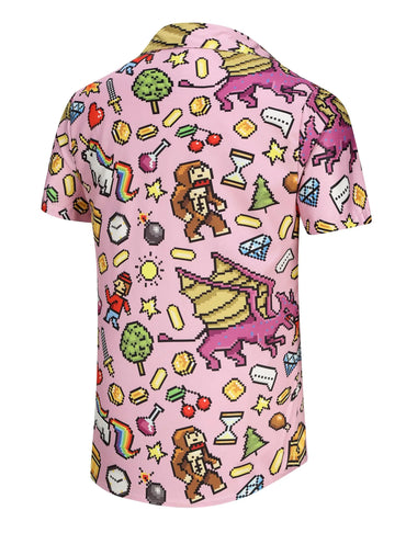 KYKU 80s Costume 90s Clothes Hawaiian Shirt for Men Button Down Shirts Short Sleeve Retro Disco Outfits