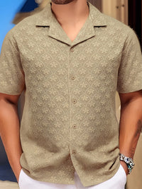 Men s Floral Print Short Sleeve Shirt with Turn-down Collar and Button Closure Perfect for Casual Summer Outfits