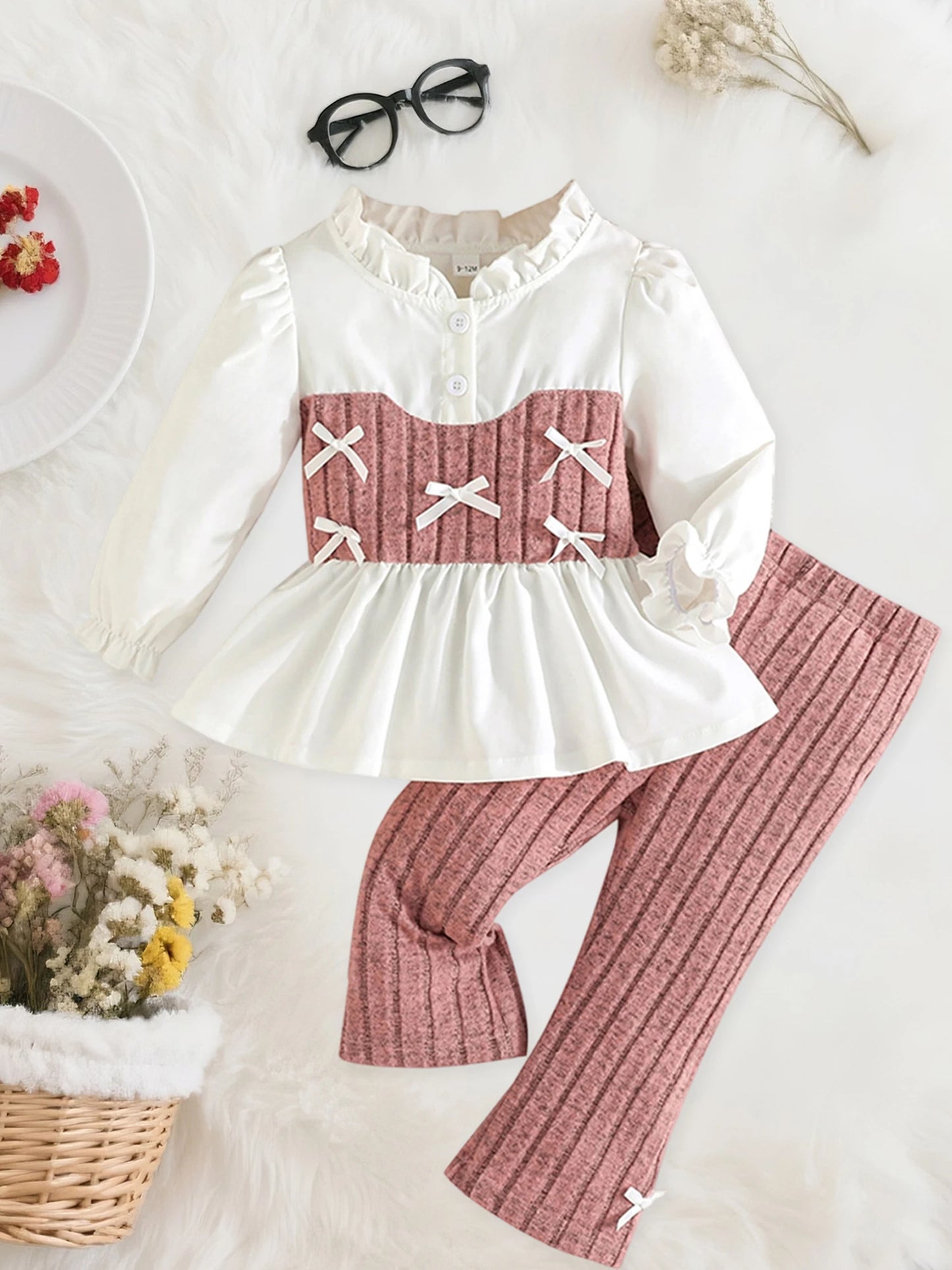 Adorable Infant Girl Winter Clothes Stylish Ruffle Sweater and Leggings 2 Piece Ensemble for Cold Weather
