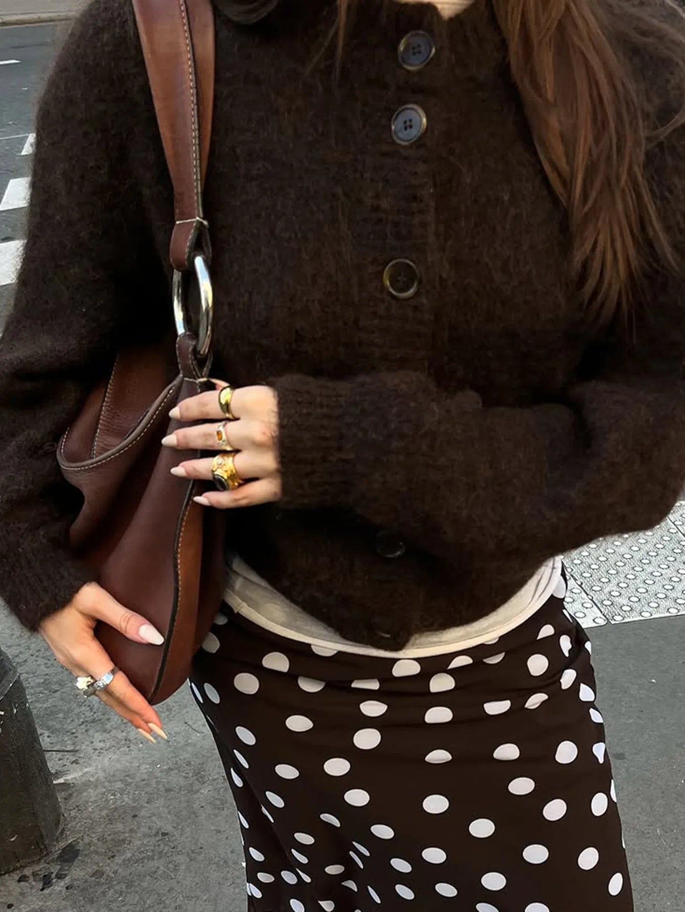 Women Button Down Sweater Fall Winter Knit Cardigan Solid Long Sleeve Open Front Sweaters Crew Neck Loose Fit Knitwear