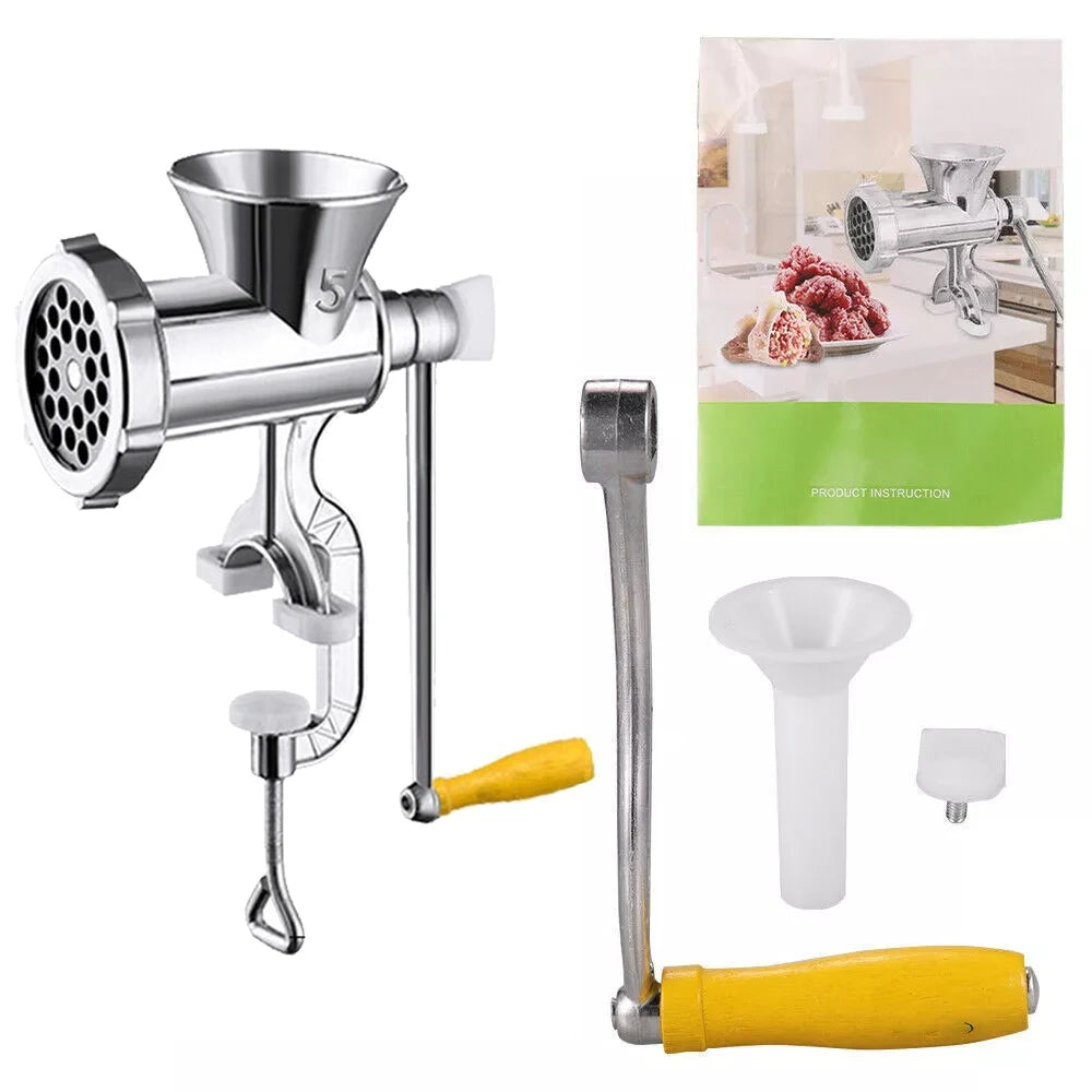 Manual Meat Grinder Silver Aluminum Alloy Powerful Meat Grinder Home Sausage Kitchen Appliances Chop Pepper Supplies Meat Mincer