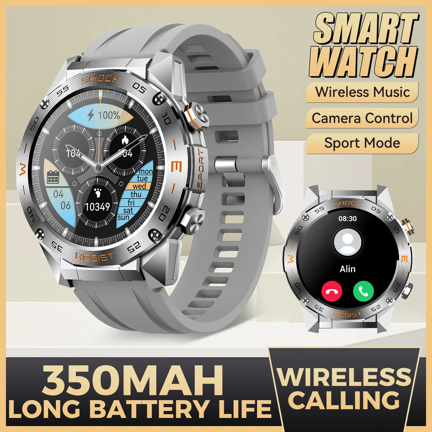 LaNikar New Military Smart Watch for Men1.46"Fitness Tactical Smartwatch with Multiple Sports Modes Heart RateSpO2 Sleep Tracker