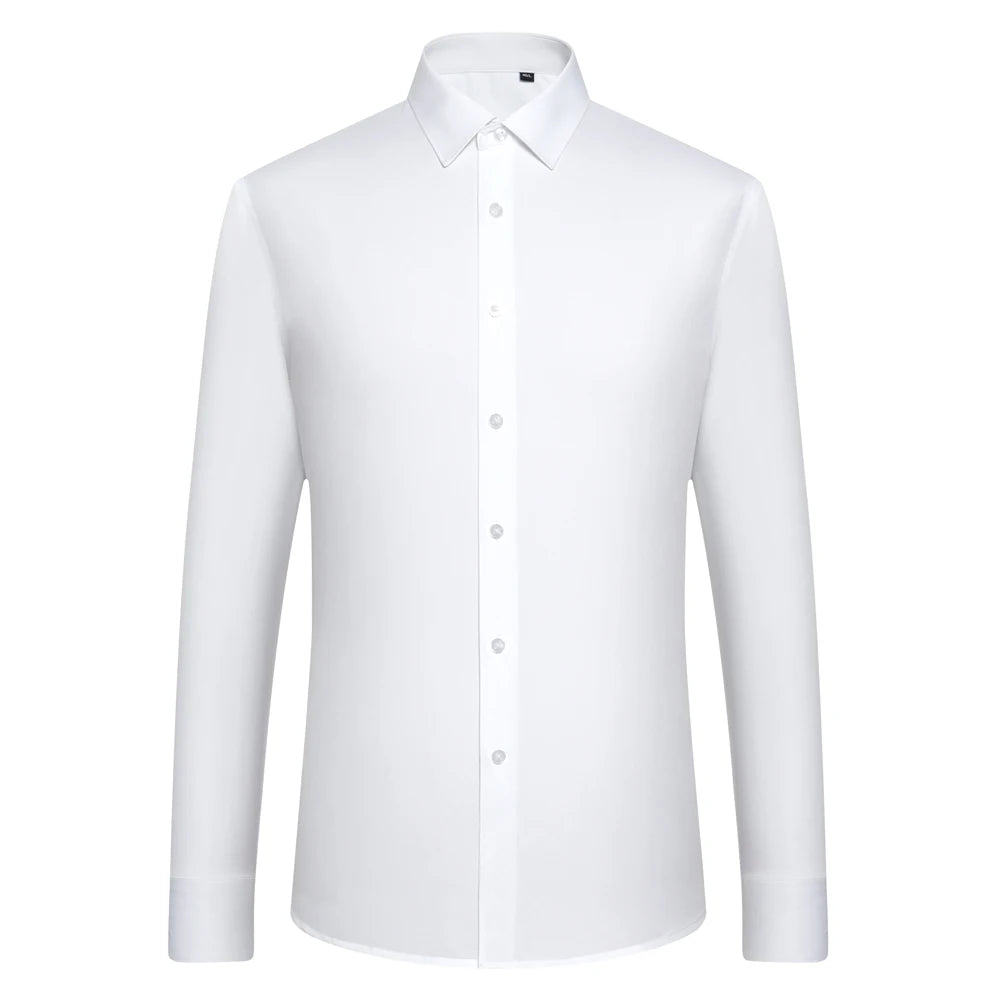 Men's Old Money Style Sleek Stretch Dress Shirt Regular Fit Solid Wrinkle-Free Long Sleeve Casual Business Button-up Shirts
