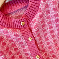 In the early spring and autumn, a new style of knitted sweater and sweater for women, pink checkered loose, slimming, cu