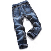 Men's mid-rise fashion patchwork, fashion, travel, party, comfortable version of elastic, men's jeans