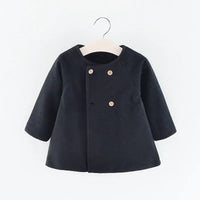 Autumn Winter New Fashion Solid Color Baby Girls' Coat 0-3Y, Korean Style Long Sleeve Warm Children's Outerwear