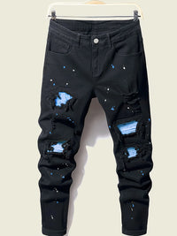Men's Splash-Ink Patchwork Jeans