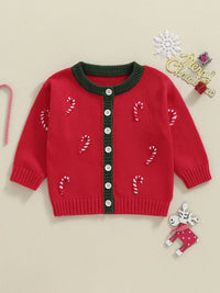 Infant Toddler Christmas Reindeer Knit Cardigan Sweater Long Sleeve Button Down Winter Clothes for Boys Girls with Festive