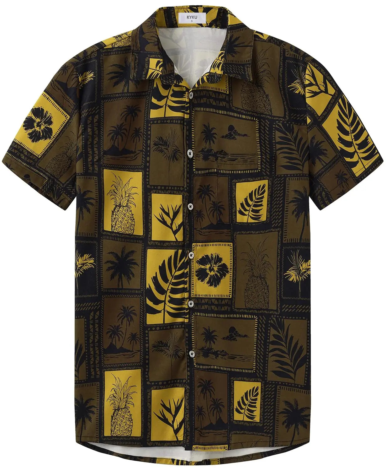 KYKU Hawaiian Shirt for Men: Beach Vacation Summer Short Sleeve Button Down Mens Shirts Casual Stylish