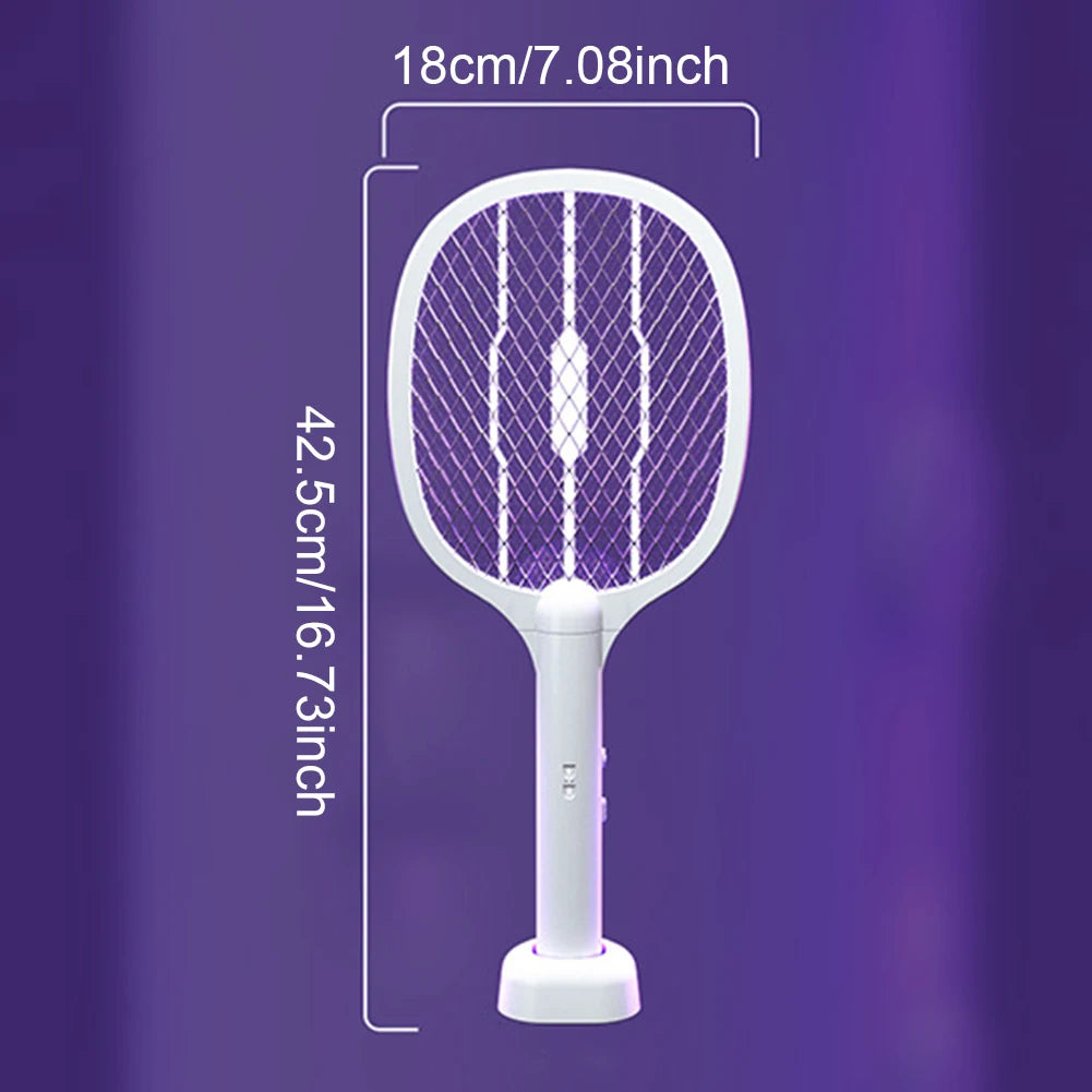 2 in 1 Electric Fly Swatter Handheld Fly Killer and Mosquito Trap Lamp Safe Rechargeable for Home Office Backyard Patio Camping