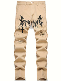 Men's street paint printed jeans and jeans