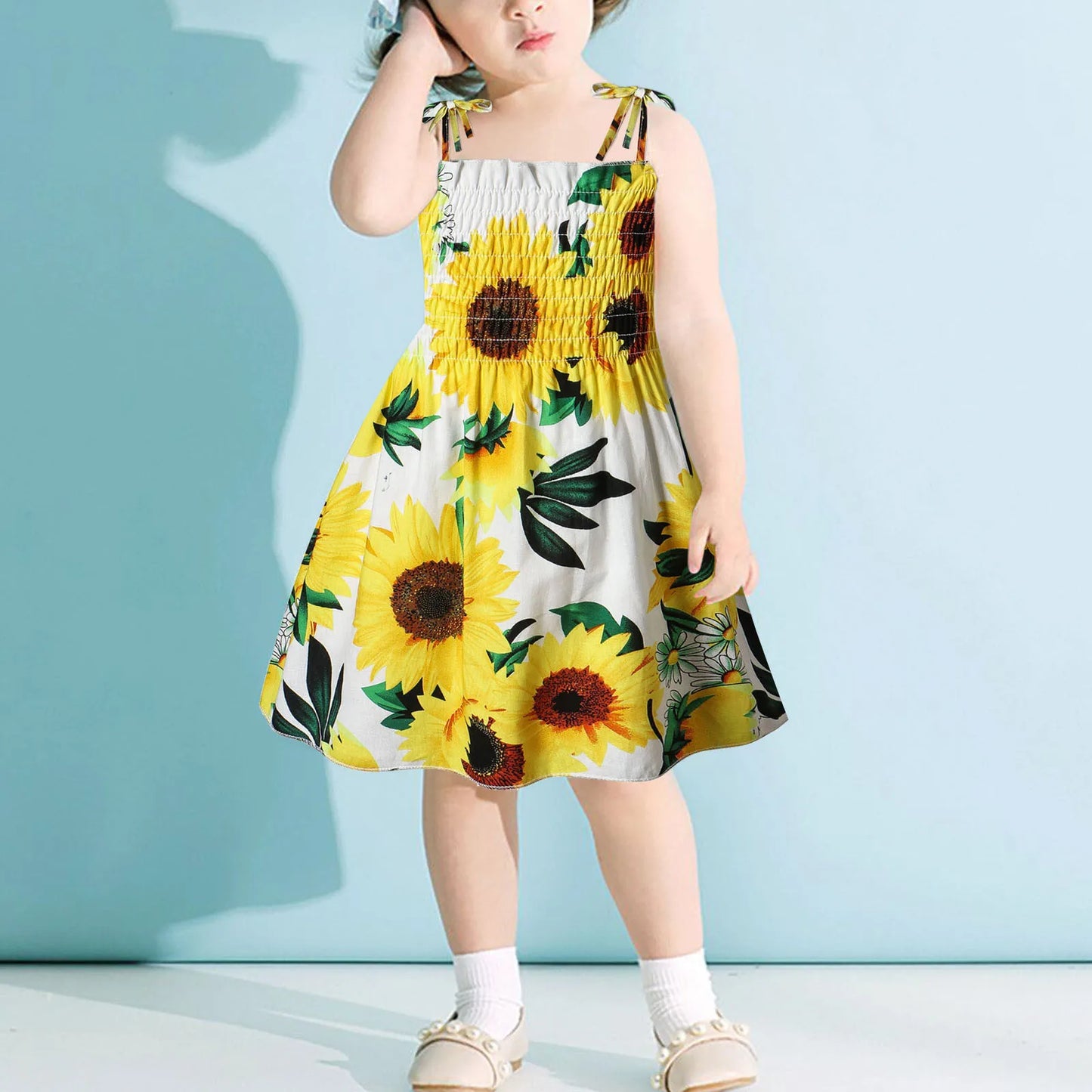Toddler Kids Baby Girls Sunflower Slip Dress Floral Beach Dress Clothes Children'S Clothing Roupa Infantil Menina комплекты для