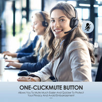 Siindoo JH-101 Wireless Call Center Headset with Mic Noise Canceling Headphones with 50H Talking Time For Office Work, Video