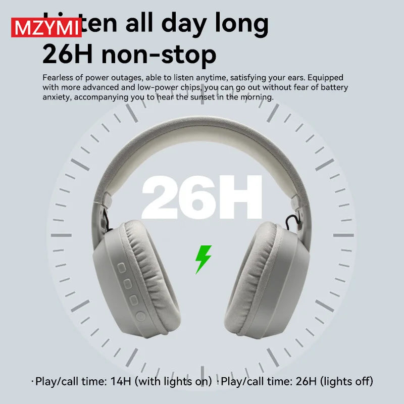 MZYMI Foldable Over Ear Headset B500 RGB Wireless Gaming Earphone Low Latency Outdoor Sport Headphone Built-in Mic For PC