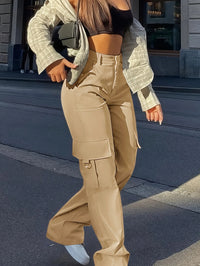 Women's Cargo Pants Flap Pockets Wide-leg Overalls Suitable For Daily Casual Street Wear In All Season