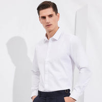 Men's Old Money Style Sleek Stretch Dress Shirt Regular Fit Solid Wrinkle-Free Long Sleeve Casual Business Button-up Shirts