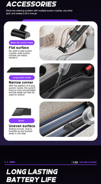 Portable handheld vacuum cleaner, rechargeable and portable, suitable for home and car use, for pet hair, three-in-one collector
