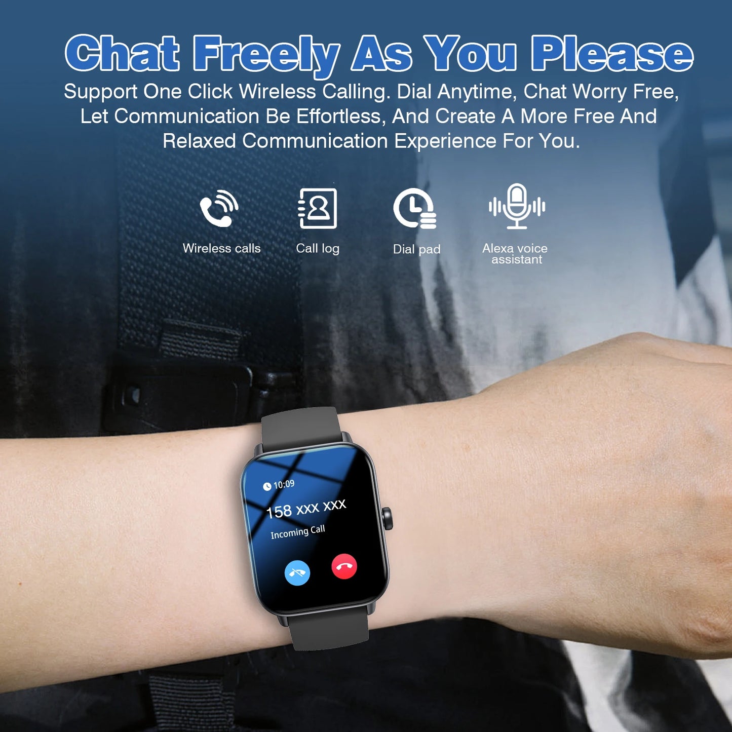 Smart watch, wireless calling, customizable dial, remote photography, multiple sports modes, suitable for iPhone/Android