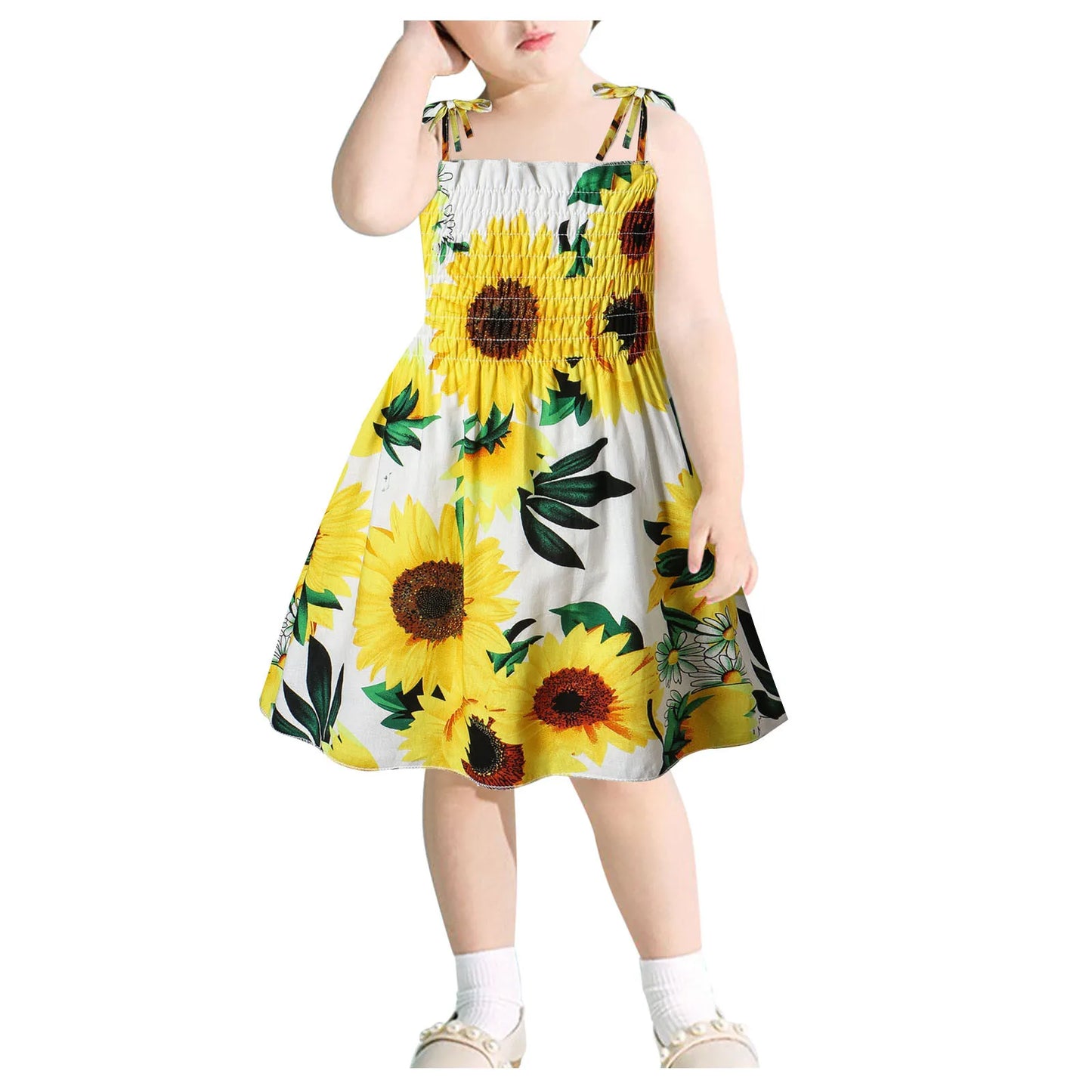 Toddler Kids Baby Girls Sunflower Slip Dress Floral Beach Dress Clothes Children'S Clothing Roupa Infantil Menina комплекты для