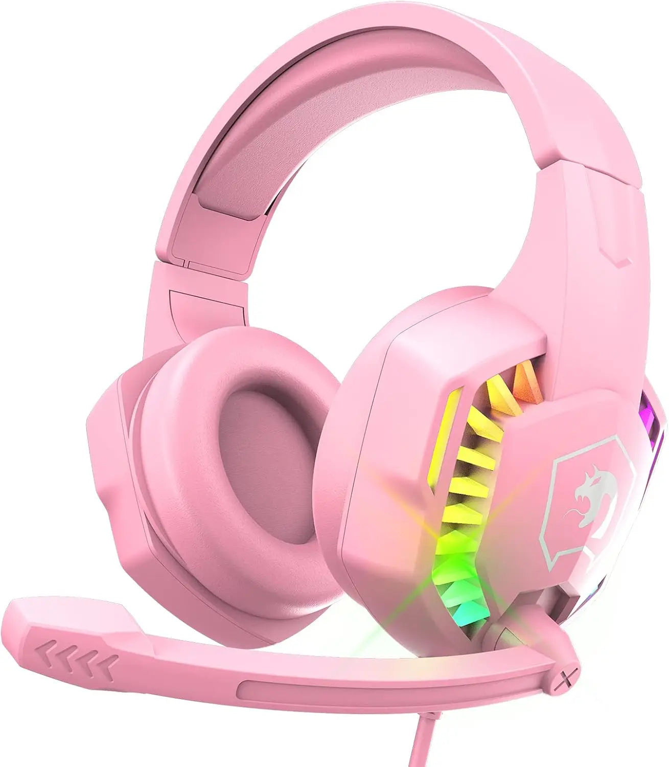 Wired Gaming Headset RGB Backlight Retractable Noise Isolating Microphone Stereo Sound Deep Bass Memory Foam Earmuff Headphone