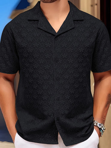 Men s Floral Print Short Sleeve Shirt with Turn-down Collar and Button Closure Perfect for Casual Summer Outfits